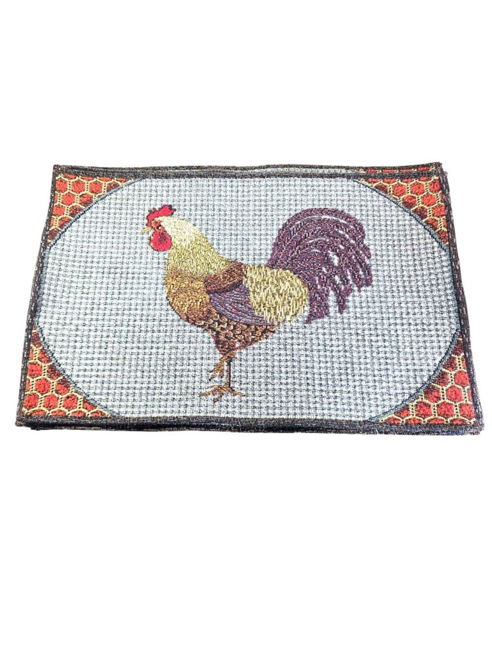 Rooster Woven Placemats Set Of 6 Farmhouse Rustic Cottage Table Linens